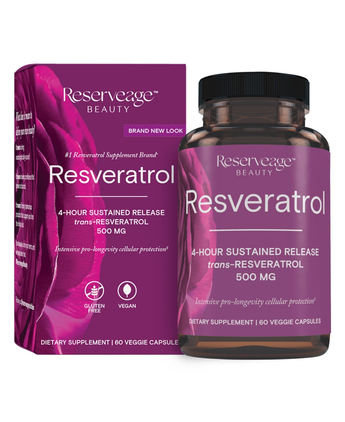 Resveratrol 500 mg, Antioxidant Supplement for Heart and Cellular Health, Supports Healthy Aging, Paleo, Keto, 60 Capsules