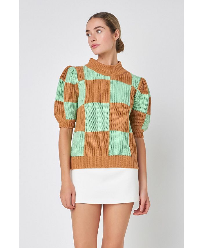 English Factory Women's Check Pattern Sweater - Macy's