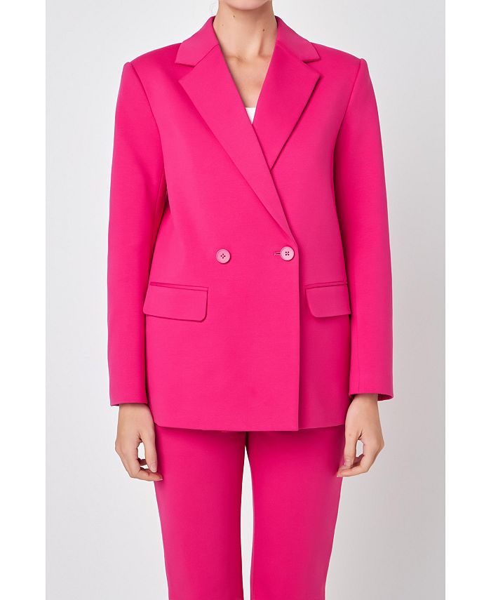 English Factory Women's Double-breasted Knit Blazer - Macy's