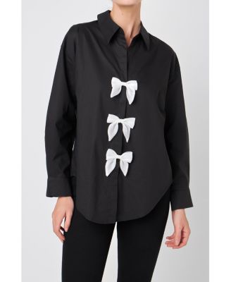 Women's Bow Poplin Shirt