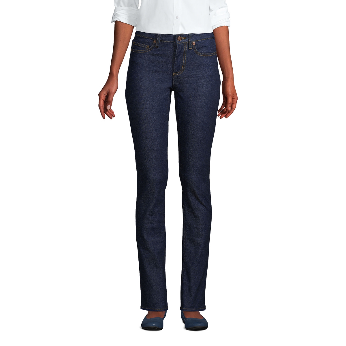 Petite Recover Mid Rise Straight Leg Blue Jeans - Port indigo