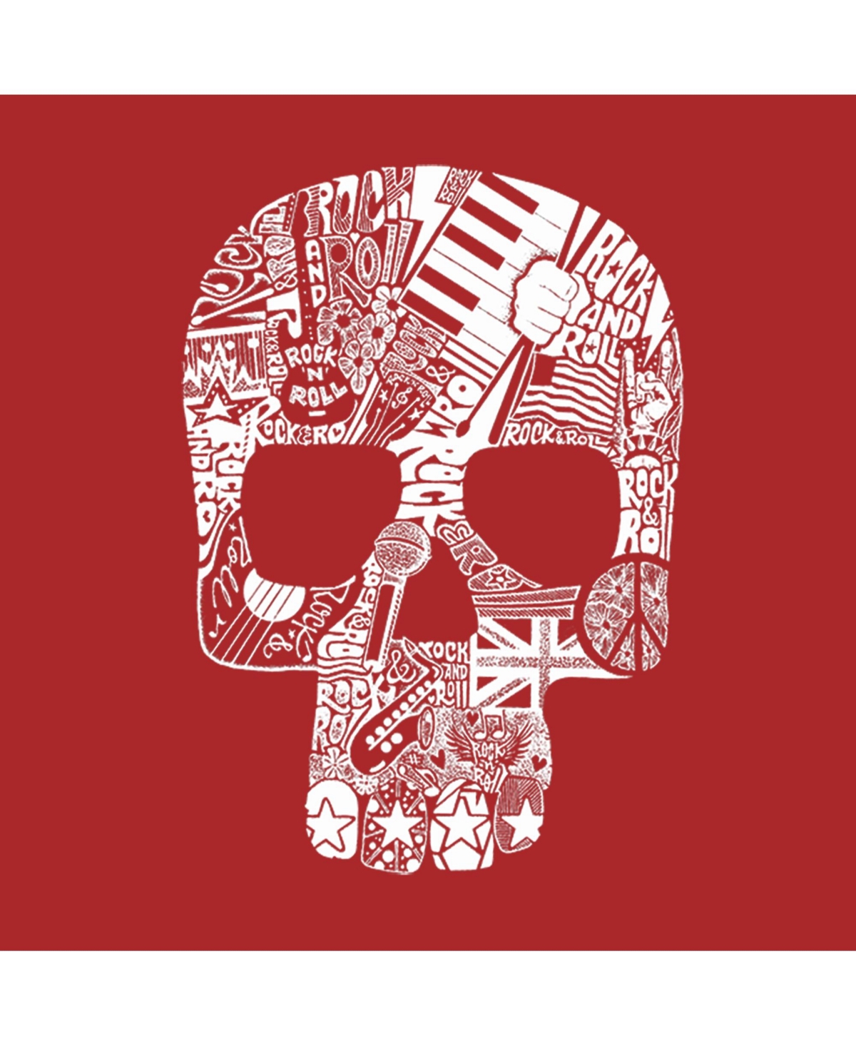Child Rock n Roll Skull - Boy's Word Art T-Shirt