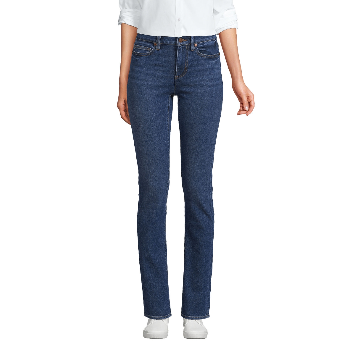 Petite Recover Mid Rise Straight Leg Blue Jeans - Port indigo