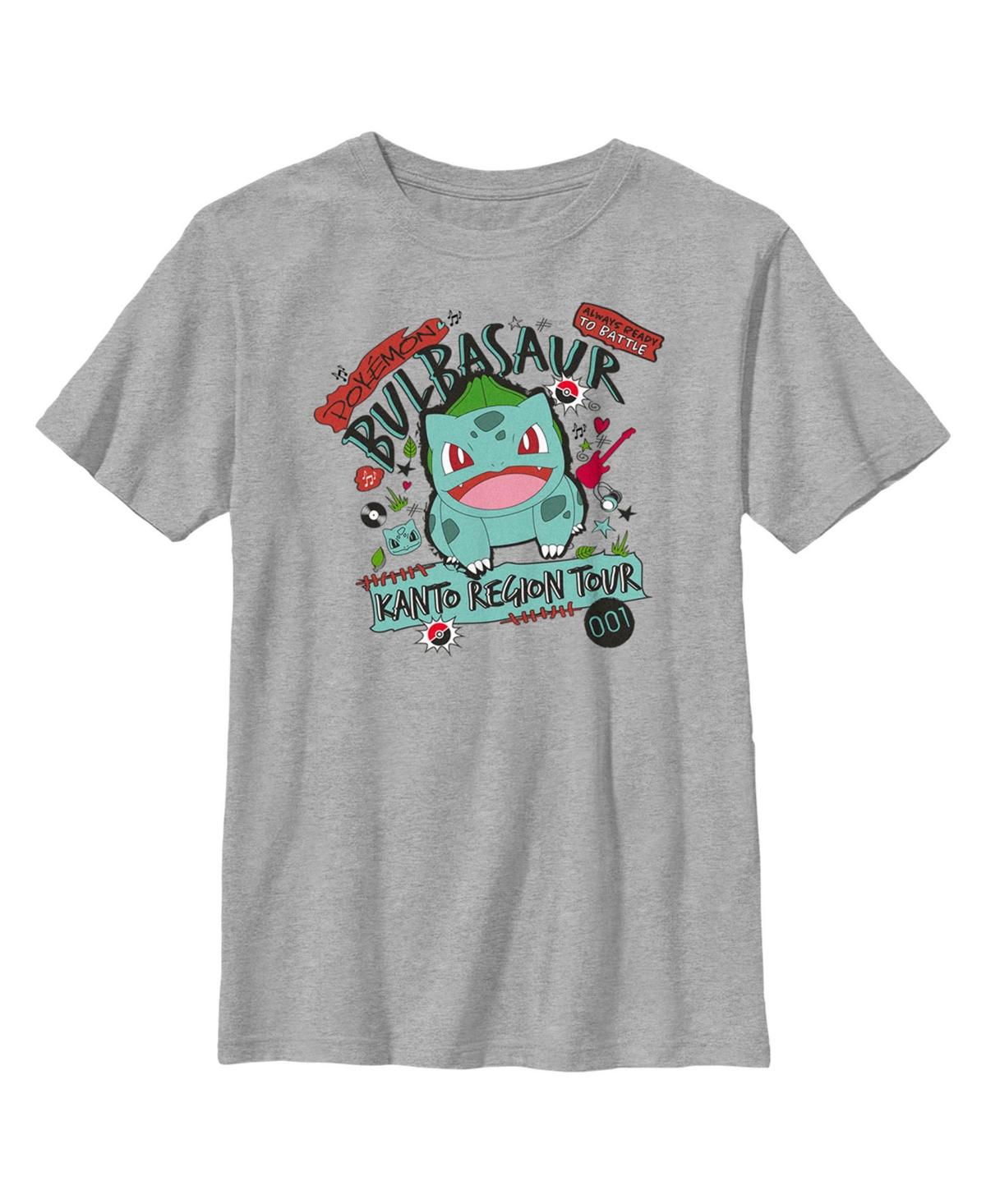 Nintendo Boy's Pokemon Bulbasaur Kanto Tour Child T-shirt In Athletic Heather