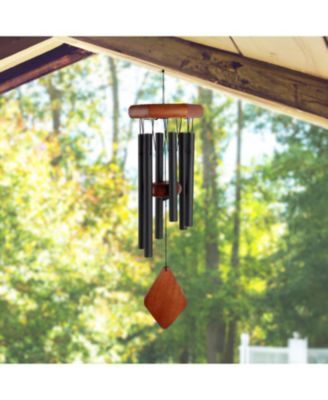 20" Long Wooden Top Wind Chime with Black Tube Home Decor Perfect Gift for House Warming, Holidays and Birthdays