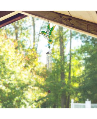 31" Long Green Hummingbird Suncatcher Wind Chime Home Decor Perfect Gift for House Warming, Holidays and Birthdays