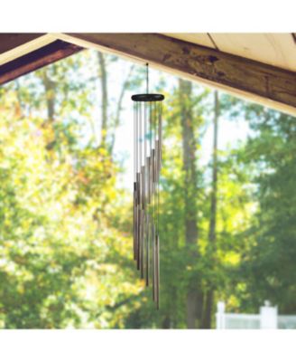 37" Long Wood Top Spiral Silver Wind Chime Home Decor Perfect Gift for House Warming, Holidays and Birthdays