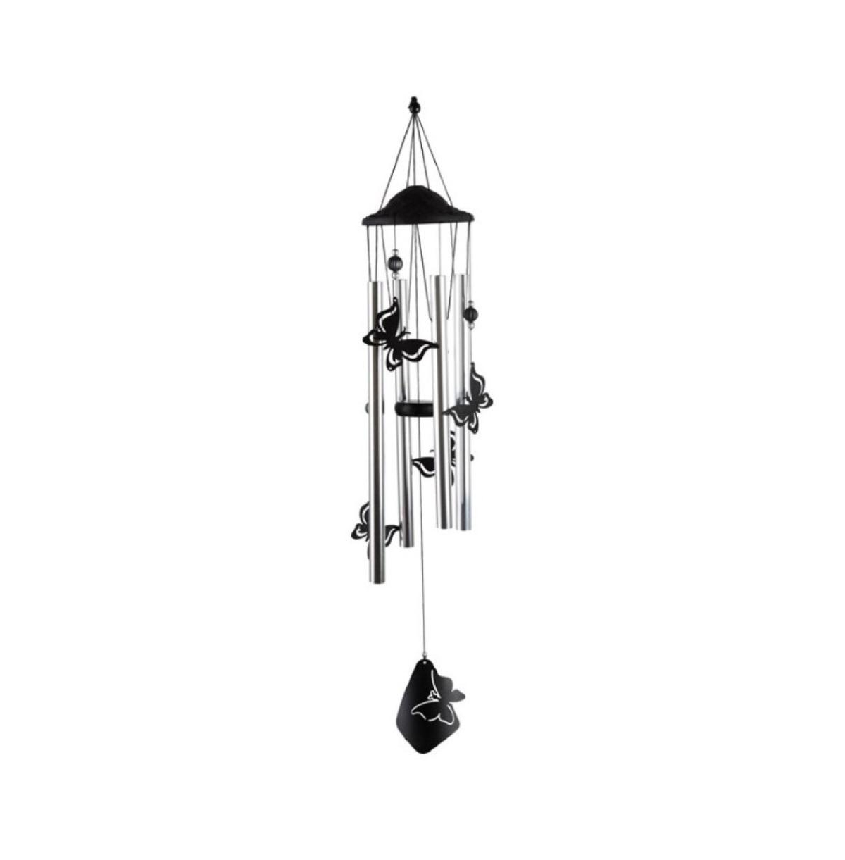 34" Long Chandelier Silhouette-Butterfly Wind Chime - Black