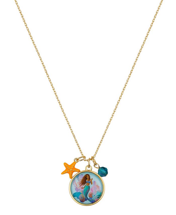 Disney Unwritten Orange Enamel Starfish, Blue Crystal Bead and Multi Color  Little Mermaid Pendant Necklece - Macy's
