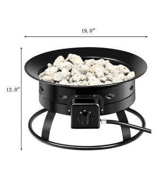 Portable Fire Pit Outdoor 58,000 BTU Propane Patio Lava Rocks Camping Events