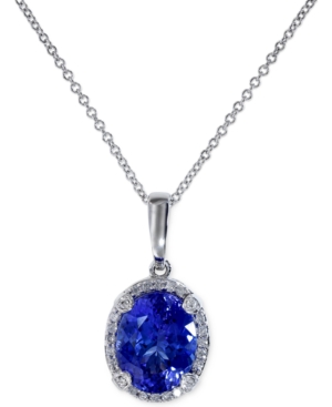 image of Effy Tanzanite (2-5/8 ct. t.w.) and Diamond (1/8 ct. t.w.) Pendant Necklace in 14k White Gold, Created for Macy-s