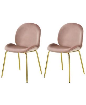 Set of 2 Velvet Accent Chairs with Gold Metal Legs