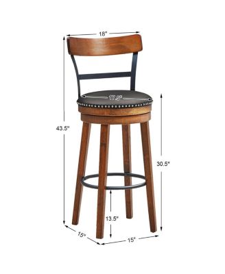 Set of 2 Swivel Bar Height Bar Stool For Bar