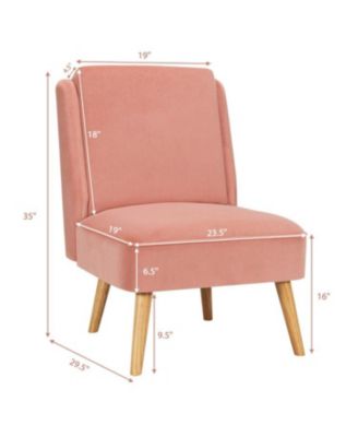 Velvet Accent Armless Side Chair with Rubber Wood Legs for Bedroom