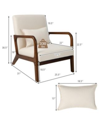 Modern Accent Chair with Rubber Wood Frame and Lumbar Pillow
