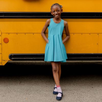 Girls Fair Trade Organic Cotton Solid Sleeveless Twirl Dress