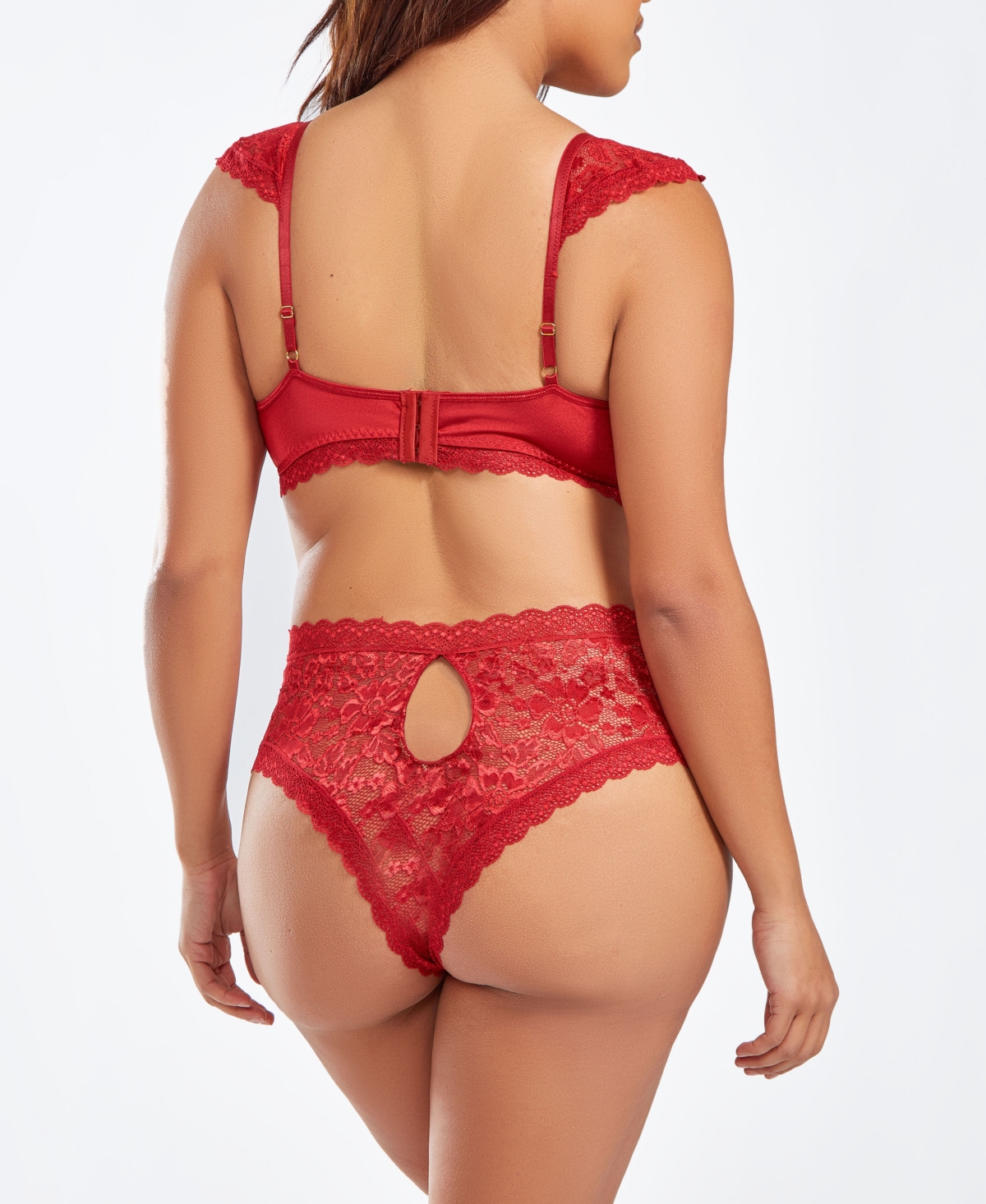 iCollections Plus Size 2 Piece Lace Bralette and Panty Lingerie Set