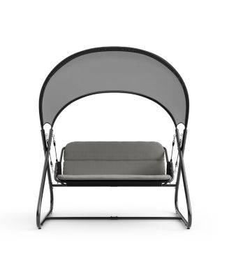 74.75" Steel Swing Bench with Mesh Canopy Cushions