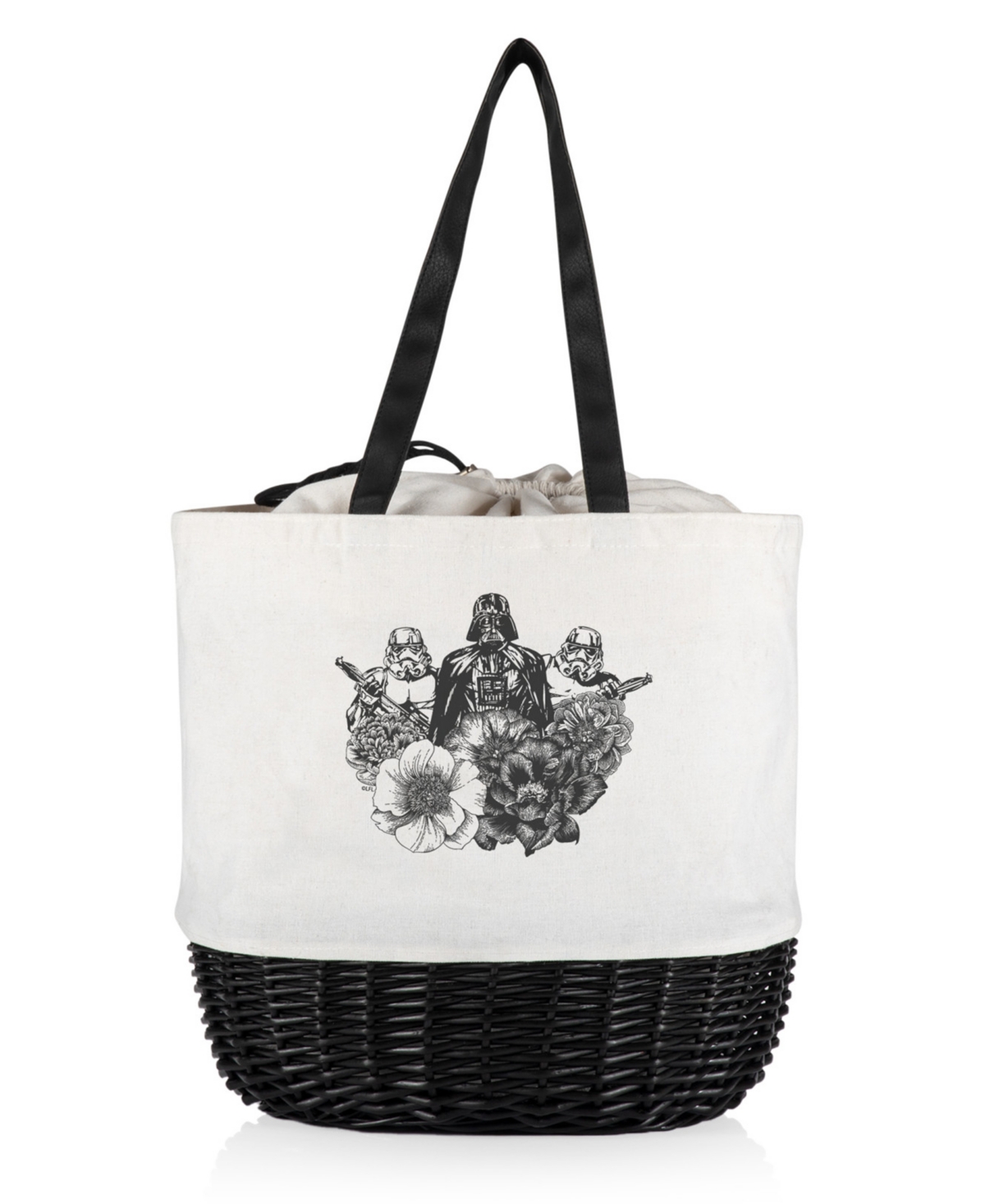 Picnic Time Star Wars Darth Vader Coronado Canvas And Willow Basket Tote In White And Black