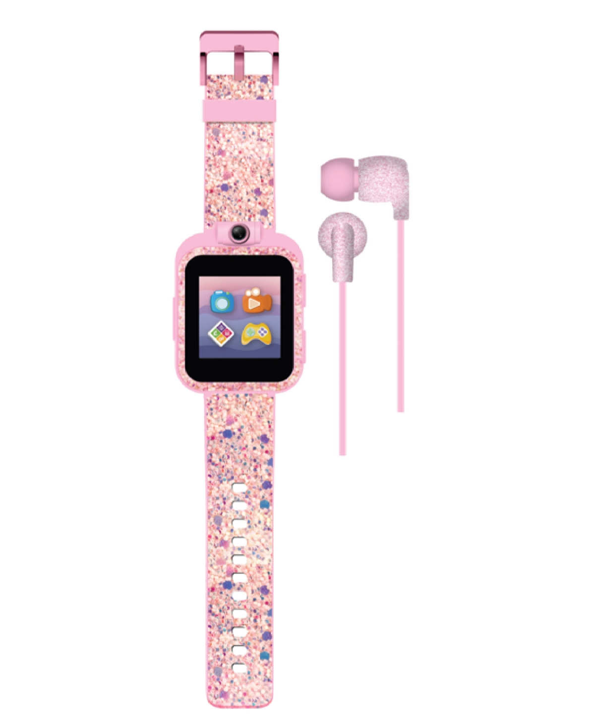 Playzoom Kids Pink Glitter Silicone Smartwatch 42mm Gift Set In Blush