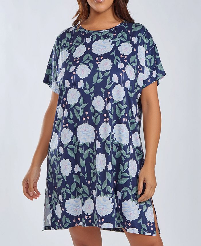 iCollection Plus Size Ultra Soft Sleep Nightgown Dress - Macy's