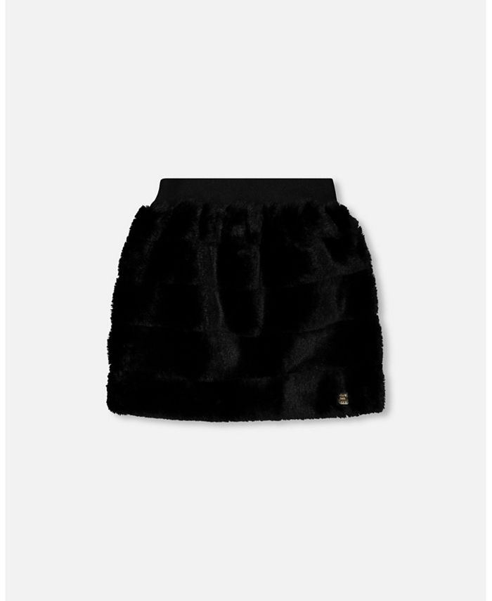 Deux par Deux - Faux Fur Skirt Black - Black