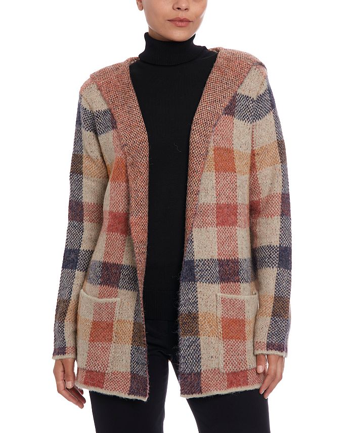 Joseph A Women's Hooded Plaid Coatigan Sweater - Macy's