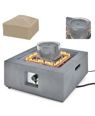 28'' Patio Fountain Fire Pit Table 50,000 BTU Square Propane Fire Pit