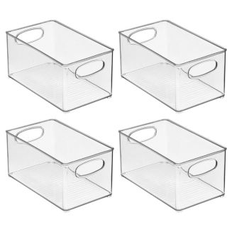 mDesign Plastic Kitchen Pantry Storage Organizer Bin with Handles, 4 ...