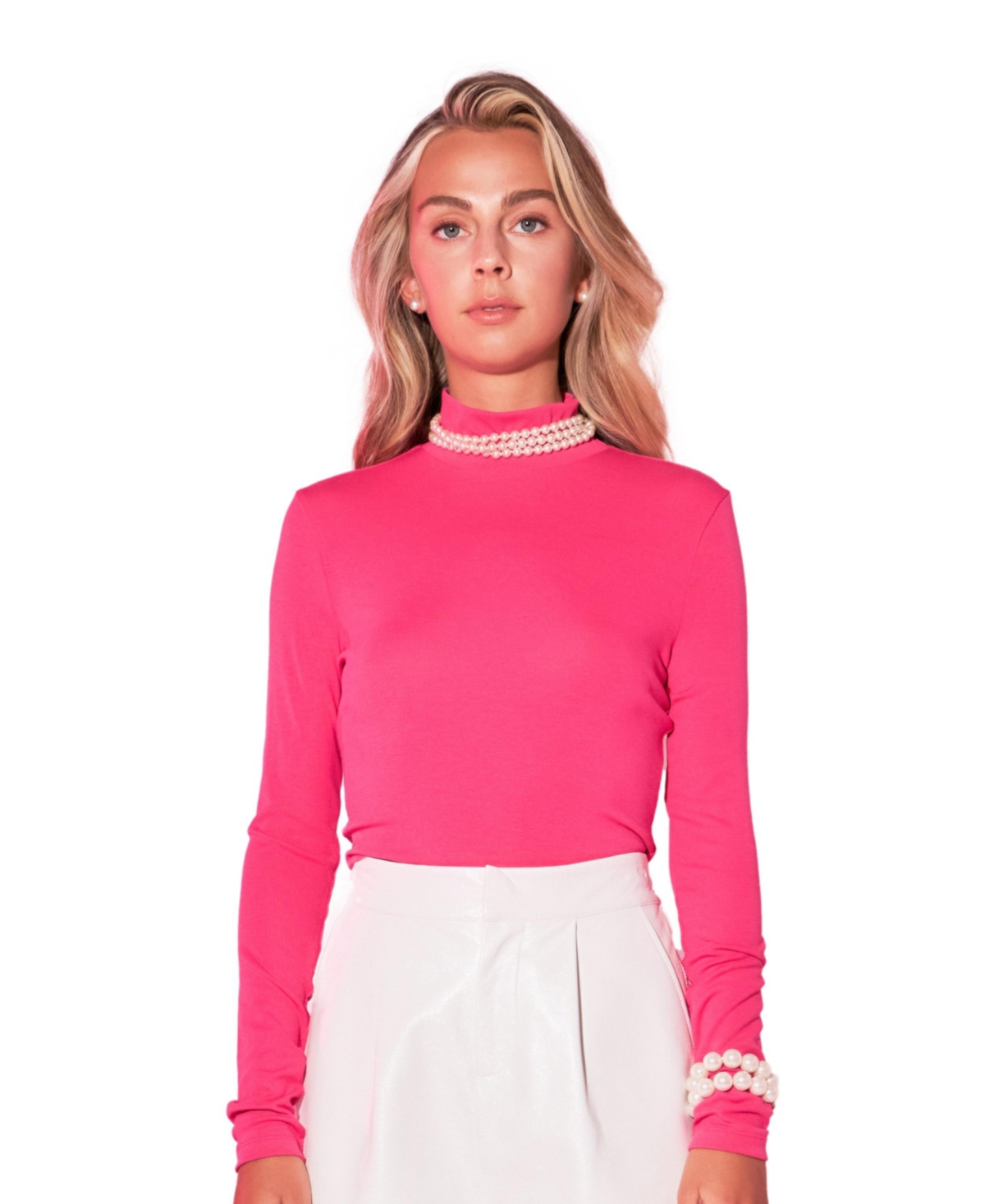 Women's Mock Neck Top - Heather grey
