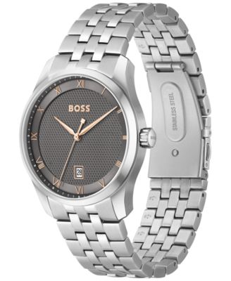 Men's Principle Quartz Basic Calendar Silver-Tone Stainless Steel Watch 41mm