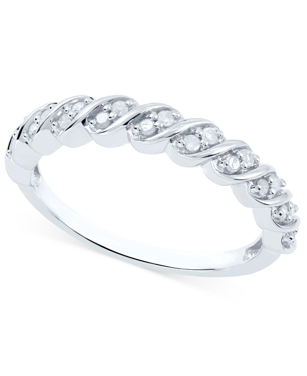 Macy's Diamond Diagonal Ring (1/6 Ct. T.w.) In Sterling Silver