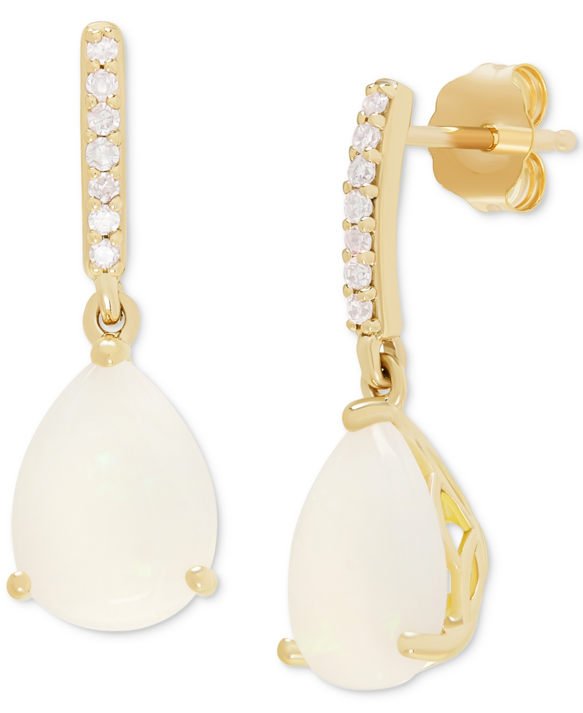 Macy's Opal (2-1/2 Ct. T.w.) & Diamond (1/20 Ct. T.w.) Drop Earrings In 14k Gold