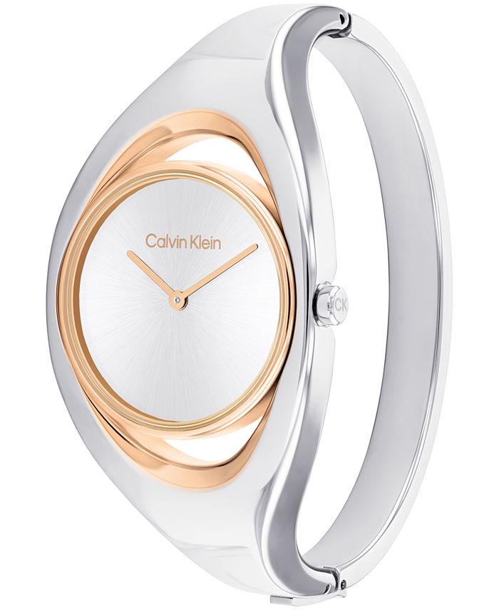 Calvin Klein Women's Two Hand Two-Tone Stainless Steel Bangle Bracelet ...