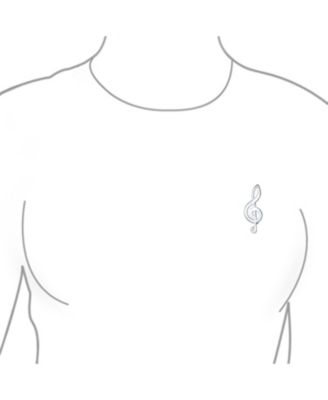 Large Classic Musical Treble G Clef Note Brooch Pin Musician Teacher Student Sterling Silver