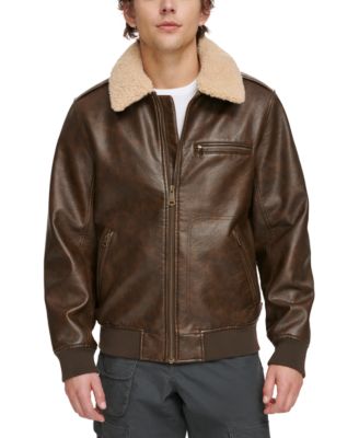 Levi's - Men's Sherpa Collar Faux Leather Bomber Jacket