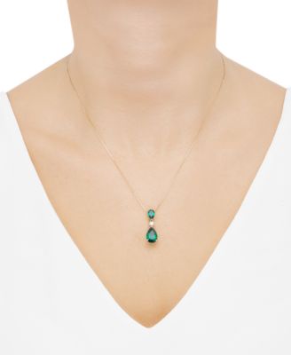 Lab Grown Emerald (3-1/3 ct. t.w.) & Lab Grown Diamond (1/8 ct. t.w.) 18" Pendant Necklace in 14k Gold