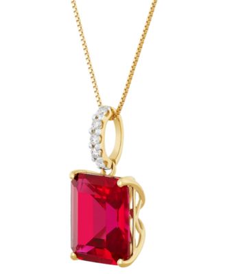 Lab Grown Sapphire (8-1/10 ct. t.w.) & Lab Grown Diamond  18" Pendant Necklace in 14k White Gold (Also in Ruby & Emerald)