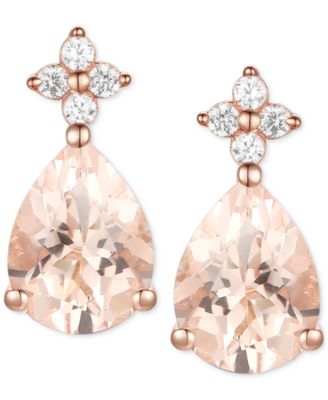 Morganite (1-3/4 ct. t.w.) & Lab-Grown White Sapphire (1/8 ct. t.w.) Pear Stud Earrings in 14k Gold-Plated Sterling Silver (Also in Additional Gemstones)