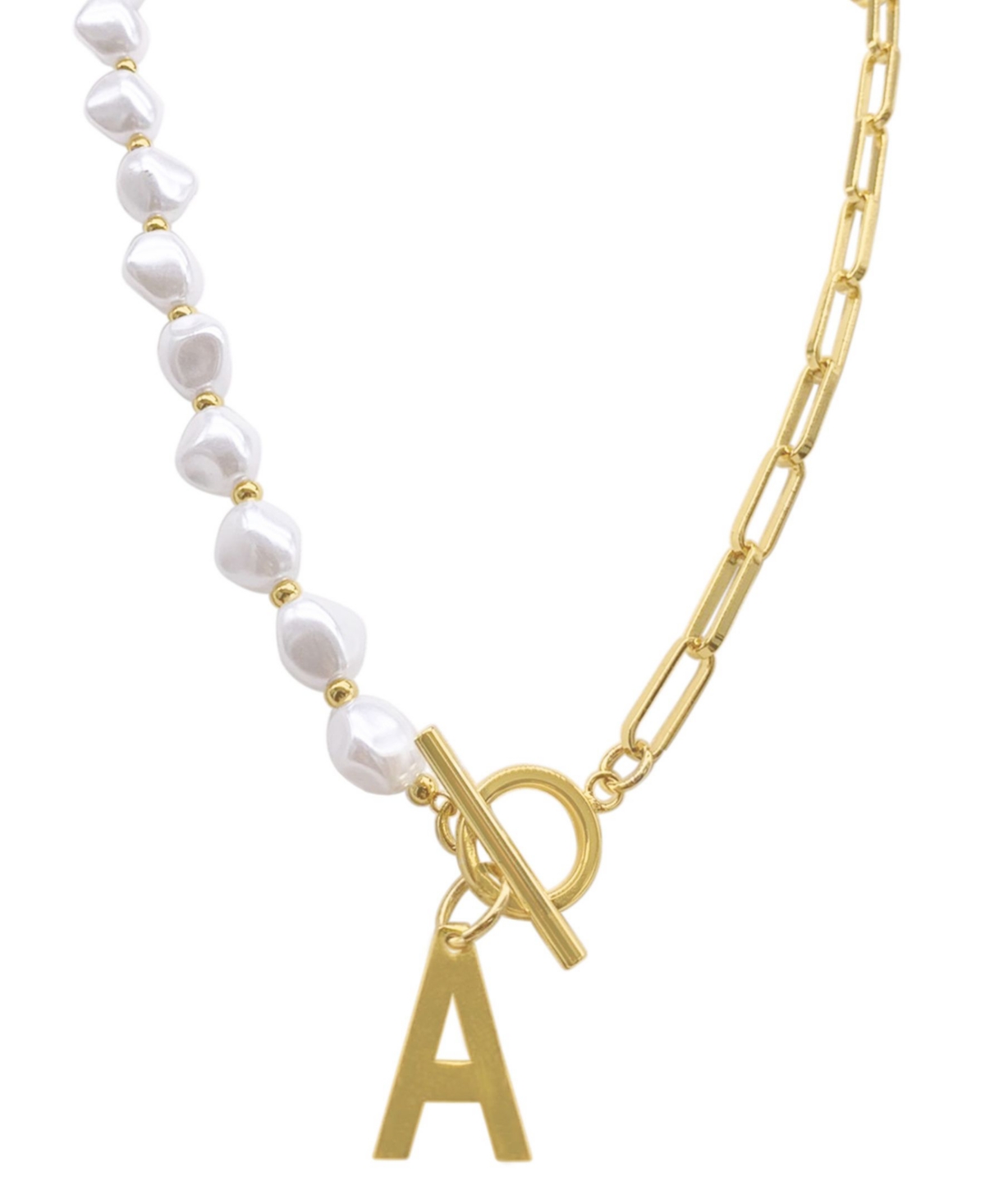 14k Gold-Plated Paperclip Chain & Mother-of-Pearl Initial F 17" Pendant Necklace - Letter Z