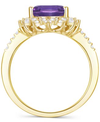 Amethyst (2-1/2 ct. t.w.) & Lab-Grown White Sapphire (5/8 ct. t.w.) Pear Halo Ring in 14k Gold-Plated Sterling Silver (Also in Blue Topaz)