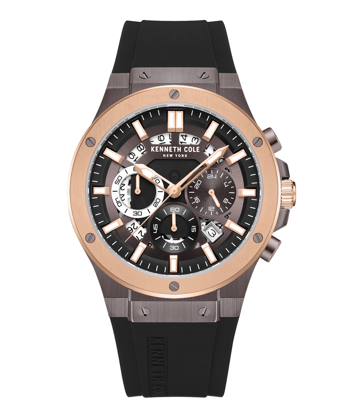 Men's Dress Sport Black Silicone Watch 43mm - Black