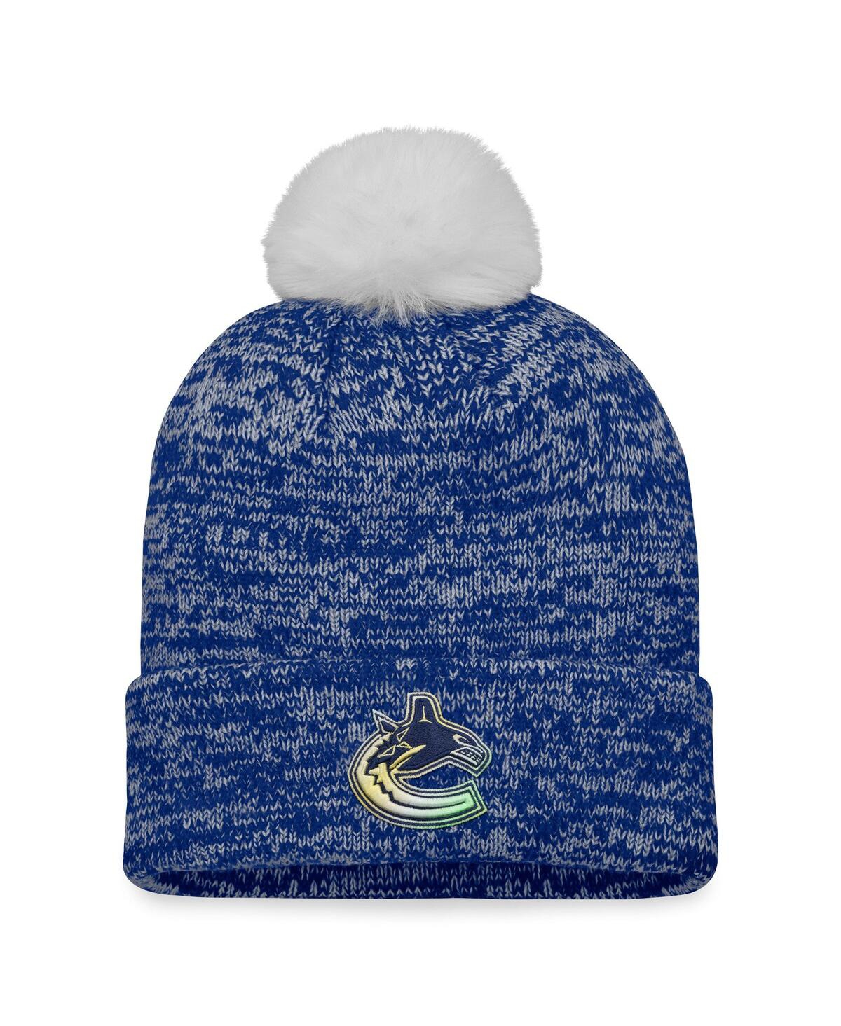 Women's Fanatics Blue Vancouver Canucks Glimmer Cuffed Knit Hat with Pom - Blue