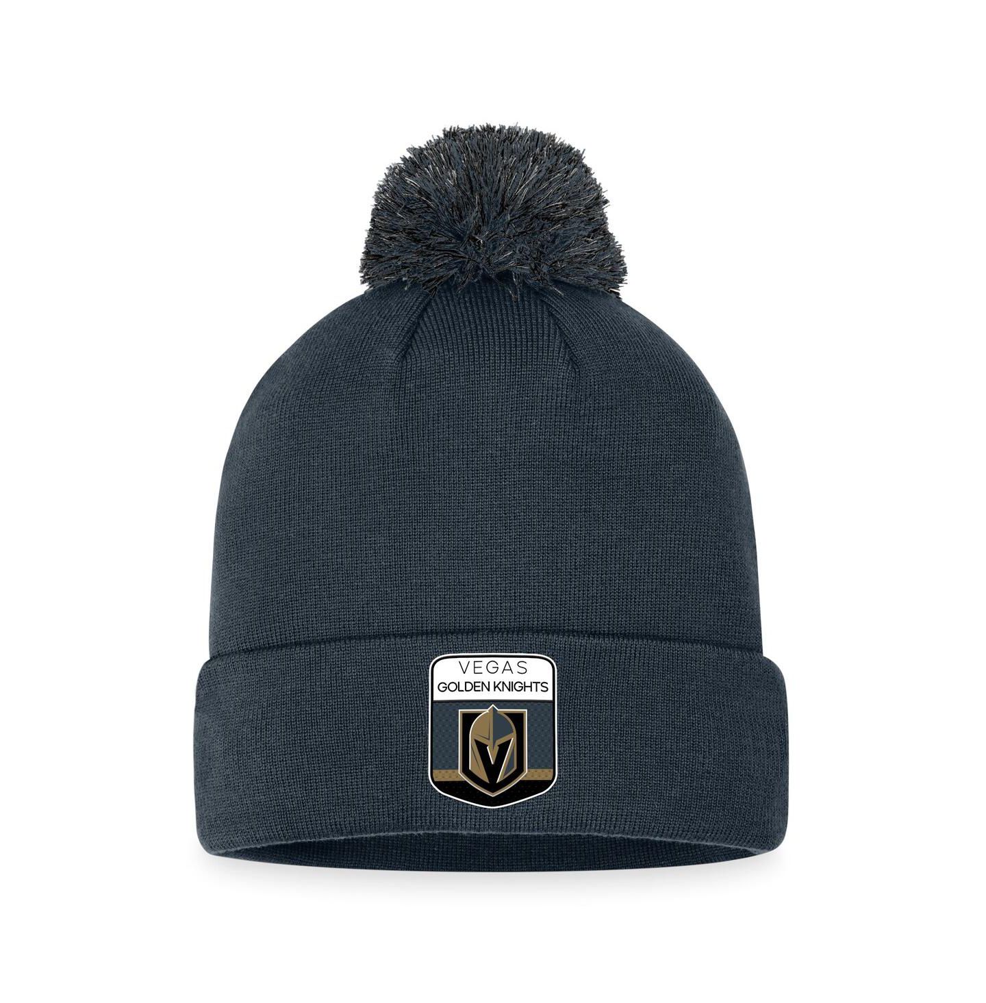 Мужская шапка Fanatics Charcoal Vegas Golden Knights 2023 NHL Draft Cuffed Knit Hat with Pom — фото 1