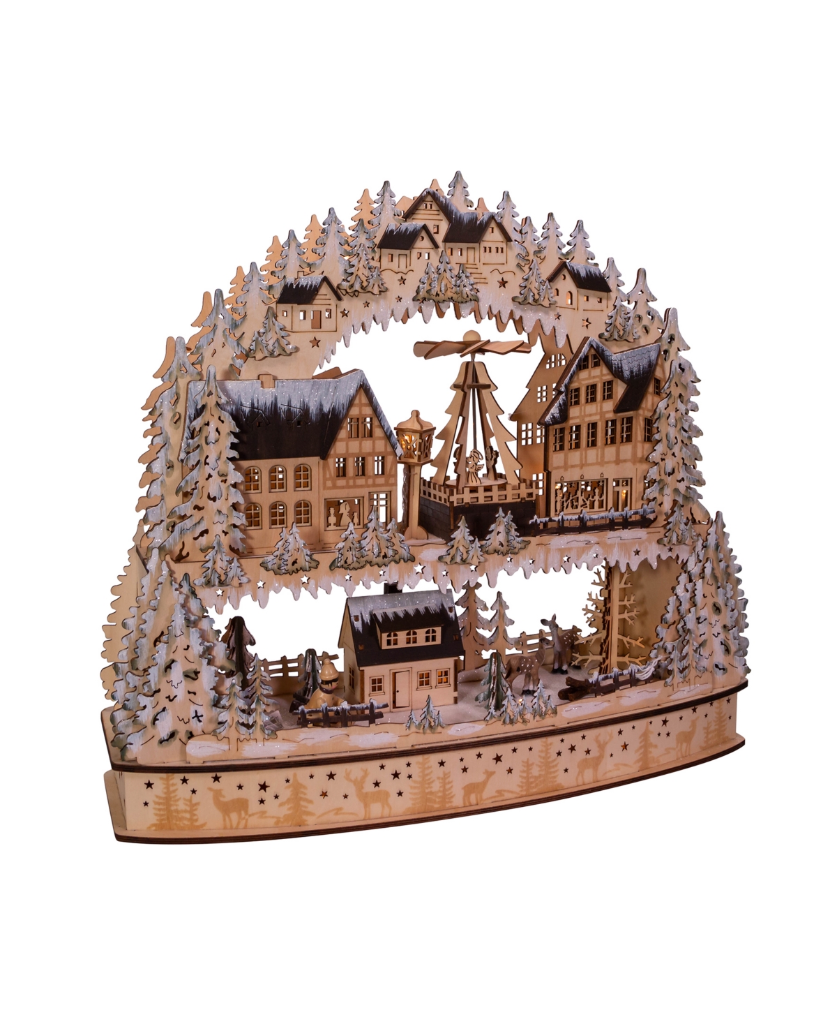 Kurt S. Adler Battery-Operated Light-Up Wooden Village with Motion - Multi-Color