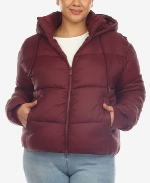 Женские куртки White Mark Plus Size Hooded Bomber Puffer Coat