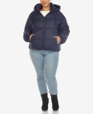 Plus Size Hooded Bomber Puffer Coat