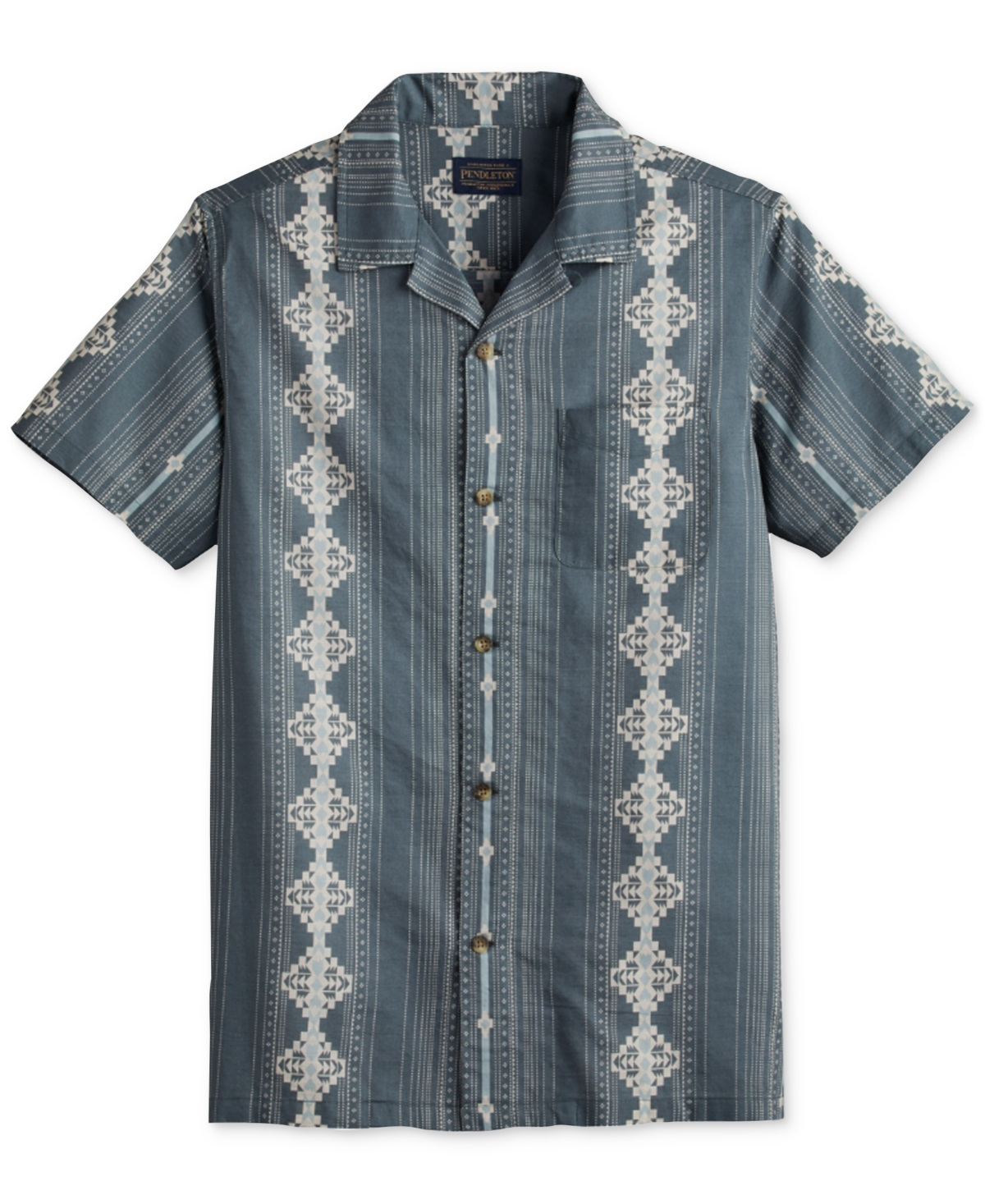 Pendleton Men's Shoreline Island-print Button-down Camp Shirt In Storm Green