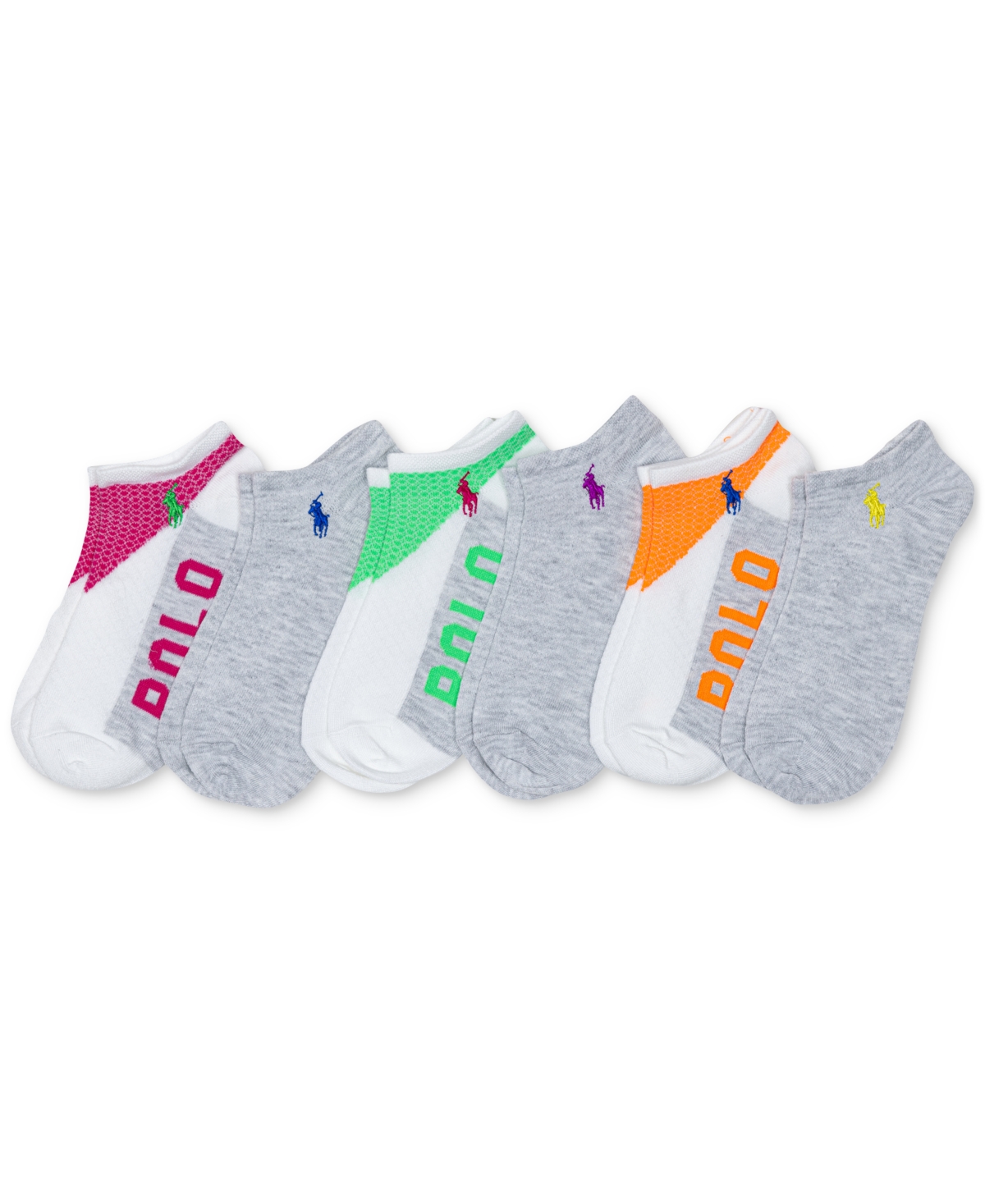 Polo Ralph Lauren Women's 6-pk. Diagonal Block Low-cut Socks In Assorted