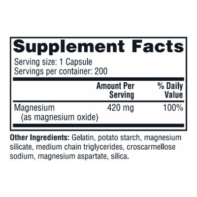 Magnesium Caps - High Absorption Magnesium Supplement - Magnesium Capsules for Stress Relief, 420 mg, 200 Count, 2 Pack
